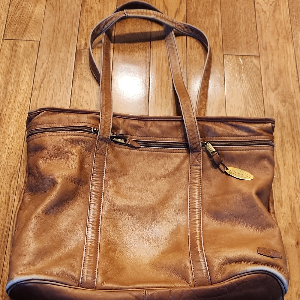 Vintage DILANA Genuine Leather Tote Bag Brown Dorado Dilana Colombia Laptop Work